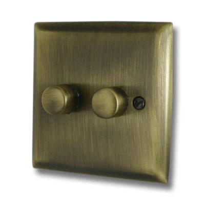 Grande Antique Brass LED Dimmer and Push Light Switch Combination