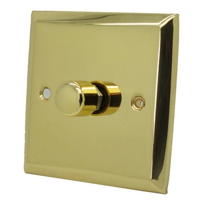 Grande Polished Brass LED Dimmer and Push Light Switch Combination