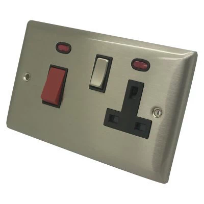Grande Satin Stainless Cooker Control (45 Amp Double Pole Switch and 13 Amp Socket)