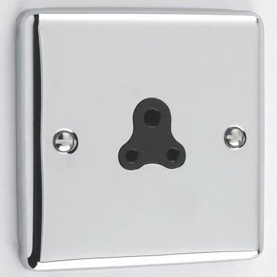 Ensemble Polished Chrome Round Pin Unswitched Socket (For Lighting)