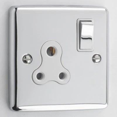 Ensemble Polished Chrome Round Pin Switched Socket (For Lighting)