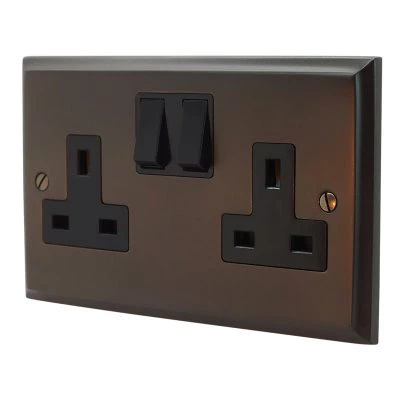 Style Silk Bronze Switched Plug Socket