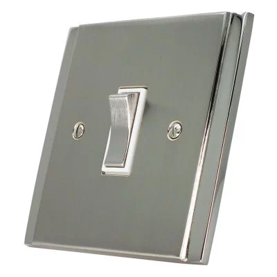 Art Deco Dual Satin \ Polished Nickel Dimmer and Light Switch Combination