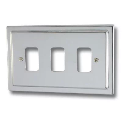 Art Deco Classic Grid Polished Chrome Sockets & Switches