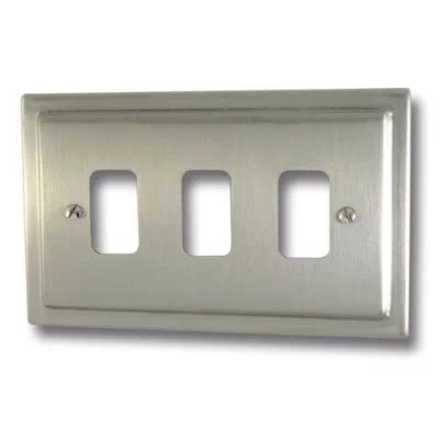 Art Deco Classic Grid Satin Nickel Sockets & Switches