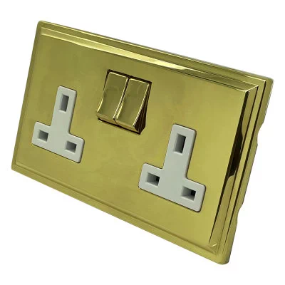 Art Deco Screwless Polished Brass TV and SKY Socket