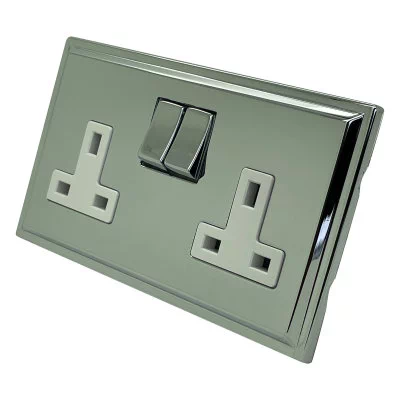 Art Deco Screwless Polished Chrome Switched Plug Socket