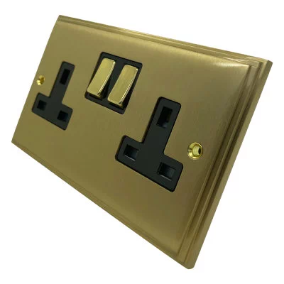 Art Deco Supreme Satin Brass Sockets & Switches