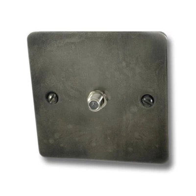 Burnished Flat Burnished Pewter Satellite Socket (F Connector)