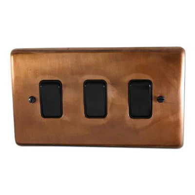 Classical Aged Grid Burnished Copper Sockets & Switches