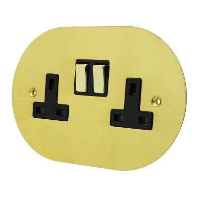 Disc Polished Brass Switched Plug Socket