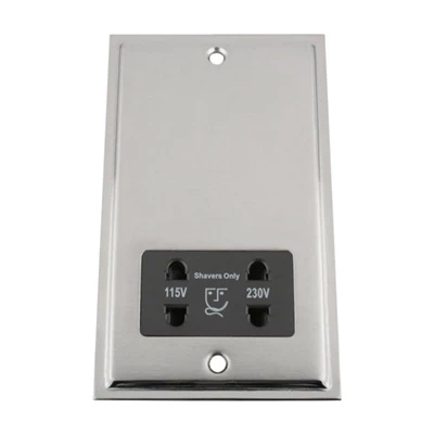 Duo Satin Chrome / Polished Chrome Edge Shaver Socket Duo Satin Chrome / Polished Chrome Edge Shaver Socket