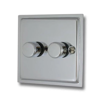 Elegance Polished Chrome Push Intermediate Switch and Push Light Switch Combination