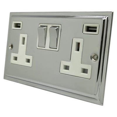 Elegance Polished Chrome Plug Socket with USB Charging