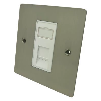 Flatplate Supreme Satin Nickel RJ45 Network Socket