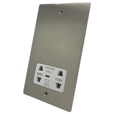 Flatplate Supreme Satin Nickel Shaver Socket Flatplate Supreme Satin Nickel Shaver Socket