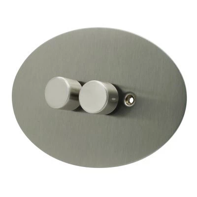 Ellipse Satin Stainless LED Dimmer and Push Light Switch Combination