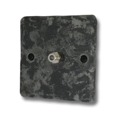 Flat Vintage Rustic Pewter Satellite Socket (F Connector)