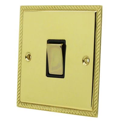 Georgian Flat Polished Brass Intermediate Toggle (Dolly) Switch