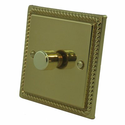 13 Amp Switched Fused Spur Switch in Polished Brass GEORGIAN Style Plate
