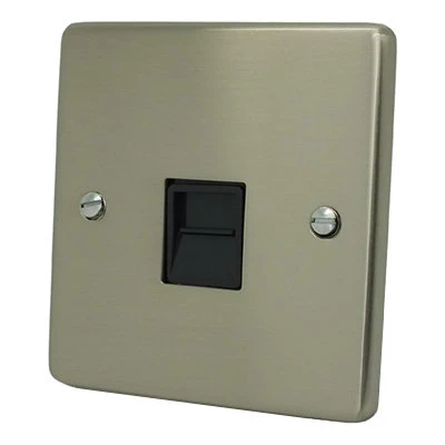 Low Profile Rounded Satin Nickel Telephone Master Socket