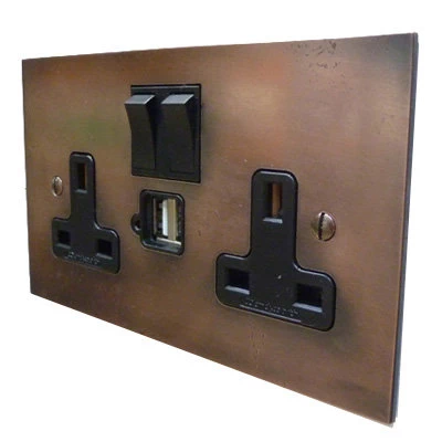 Natural Elements Natural Copper Plug Socket with USB Charging Natural Elements Natural Copper Plug Socket with USB Charging
