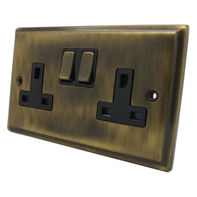 Regent Antique Brass Switched Plug Socket