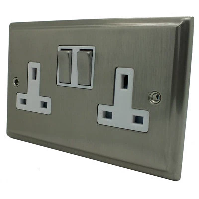 Regent Satin Nickel Switched Plug Socket