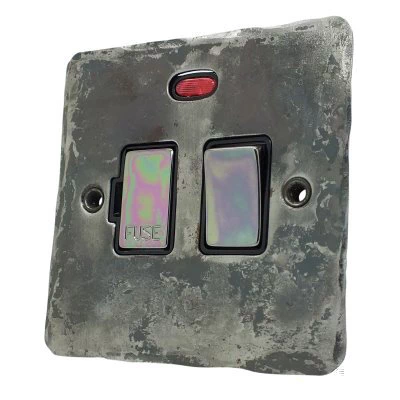 Flat Vintage Rustic Pewter Switched Fused Spur