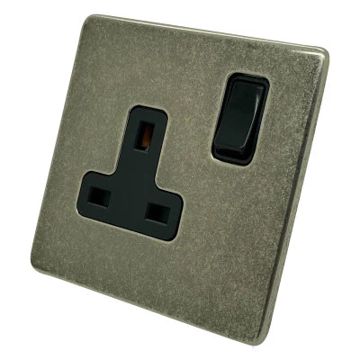 Screwless Aged Old Nickel Switched Plug Socket