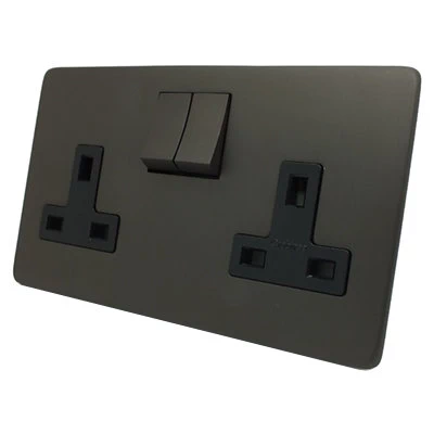 Screwless Supreme Old Bronze Switched Plug Socket