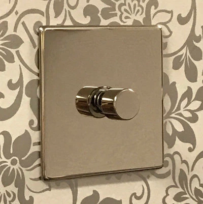 Screwless Supreme Polished Nickel Push Intermediate Switch and Push Light Switch Combination