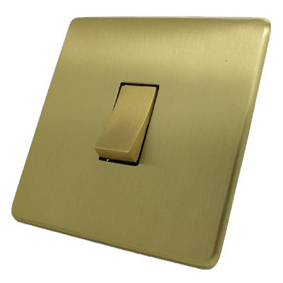 Screwless Supreme Satin Brass Dimmer and Light Switch Combination