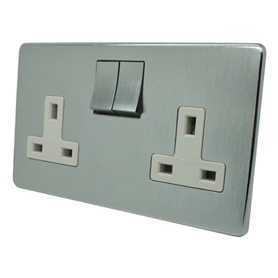 Screwless Supreme Satin Chrome Switched Plug Socket