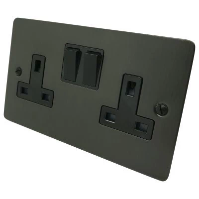 Flat Classic Old Bronze Switched Plug Socket