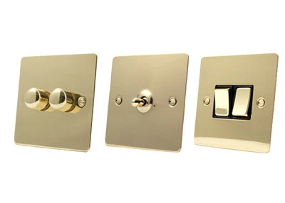 Flat Polished Brass TV, FM and SKY Socket