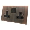2 Gang (Double) 13 Amp Socket - Black Rockers (3 week lead time)