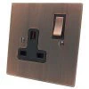 1 Gang (Single) 13 Amp Socket - Copper Rockers (6 week lead time)