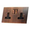 2 Gang (Double) 13 Amp Socket - Copper Rockers (6 week lead time)