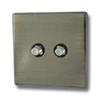 2 Gang Satellite Socket - Black Trim