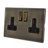 Double 13 Amp Socket - Black Trim