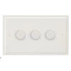 3 Gang 100W 2 Way LED (Trailing Edge) Dimmer (Min Load 1W, Max Load 100W) Art Deco Matt White LED Dimmer