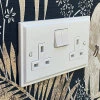 Art Deco Matt White Switched Plug Socket - 1