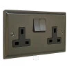 Art Deco Old Bronze Switched Plug Socket - 3