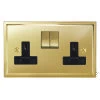 2 Gang 13 Amp Switched Plug Socket : Black Insert