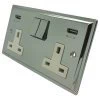 Double Socket with 2 USB chargers - 1 USB for Tablet | Phone Charging and 1 Phone Charging Socket - White Trim 