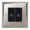 2 Gang Non-Isolated Coaxial TV Socket : Black Insert