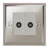 2 Gang Non-Isolated Coaxial TV Socket : White Insert