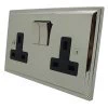 2 Gang 13 Amp Switched Plug Socket : Black Insert