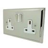 2 Gang 13 Amp Switched Plug Socket : White Insert